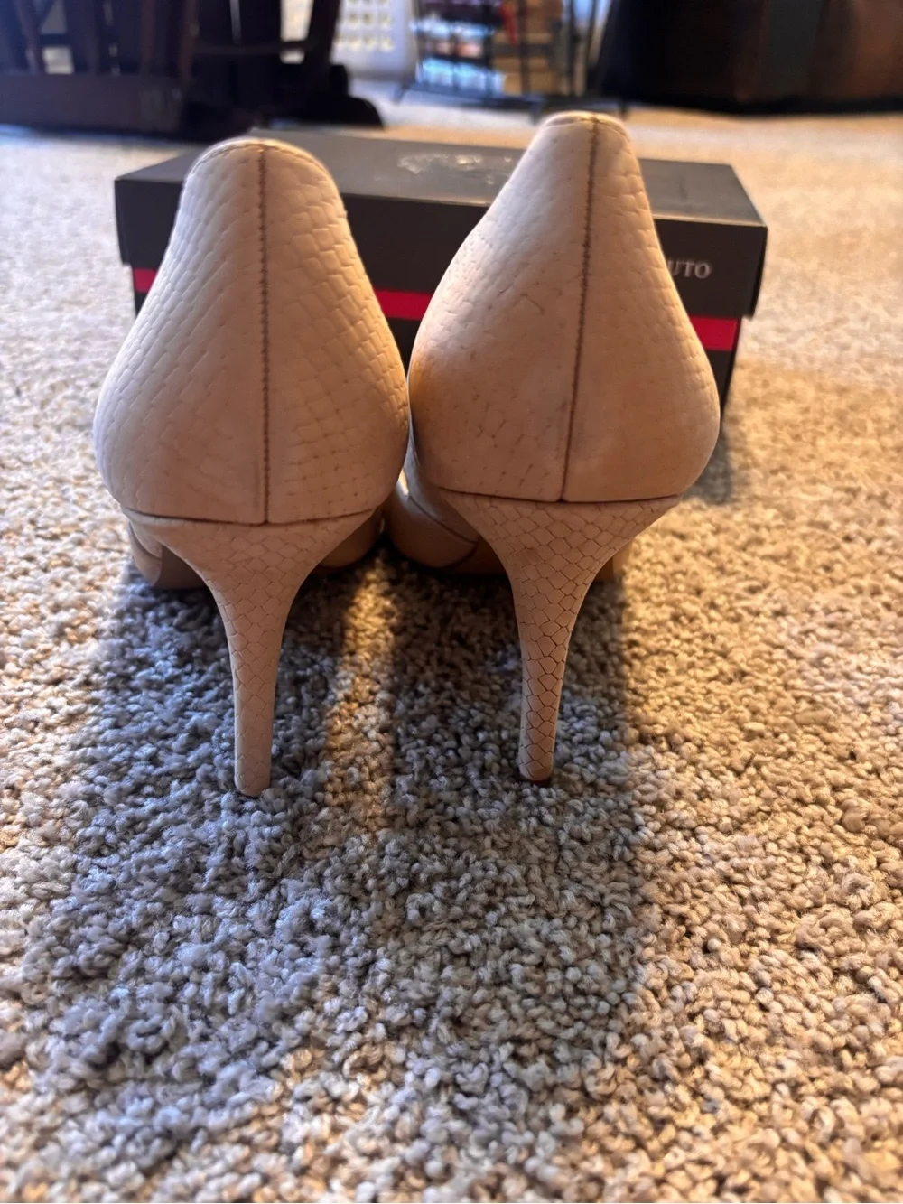 Vince Camuto Beige Pointed-Toe Leather Pumps